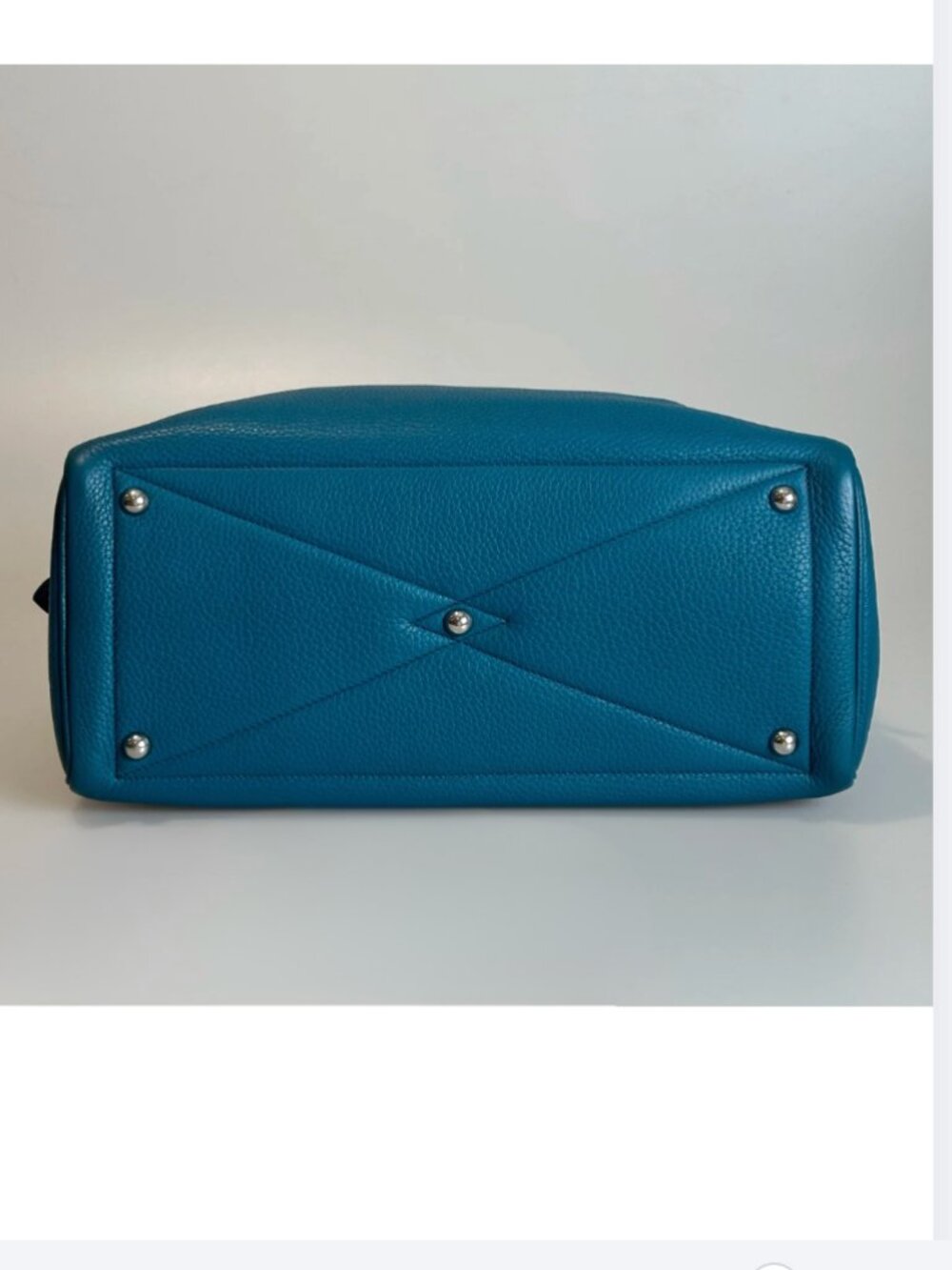 Pre Owned Hermes Taurillion Clemence Top Handle Bag Victoria 35 Tanzanite Blue - Picture 4 of 7